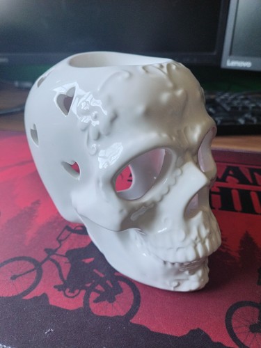 Gothic white ceramic skull - ceramic,