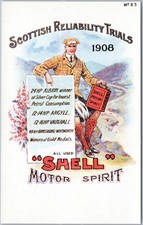 Vintage Postcard Artistic Shell Advertising Scottish Reliability Trials Cars