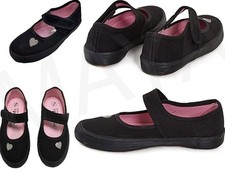 Girls Heart School Shoes Black