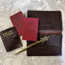 Vintage Driver’s Licence Leather Wallet With Brass Accessory & License Case