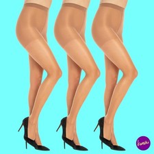 SENTELEGRI Women's 3-Pack Sheer Tights, Vanessa 15 Denier, Beige, UK L | EU 42
