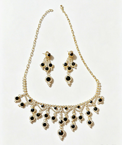 Silver tone black round - tone,