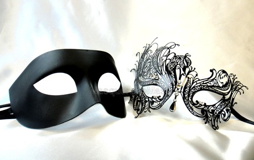 Black swan couple masquerade - black,