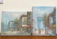 Caroline C Burnett 1877-1950 Oil on Canvas 2 Small French Paintings Paris Scenes