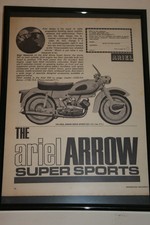 Ariel Arrow Super Sports Motor Cycle Framed Vintage Original 1964 Advert