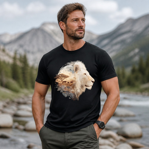 Lion double exposure shirt - double,
