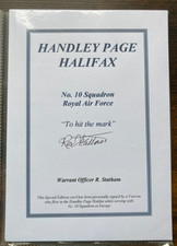WW2 RAF W/O R Statham 10 Sqn signed Handley Page Halifax bomber bookplate