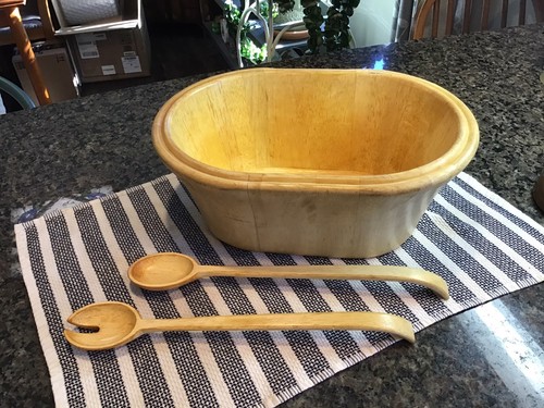 Vintage staved wood salad - staved, bowl