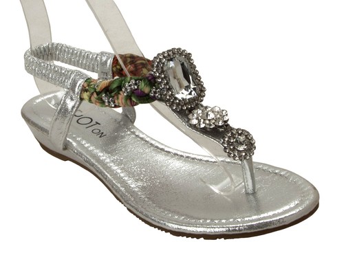 Womens diamante toe post low - diamante,