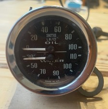 ORIGINAL MGB, MIDGET, SPRITE OIL PRESSURE AND WATER TEMP GAUGE SMITHS GD1301/00 