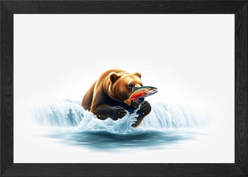 Grizzly bear catching salmon - grizzly,