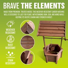 GARDEN WOODEN ORNAMENTAL PLANT FLOWER WISHING WELL PLANTER DECOR POT PATIO BOX