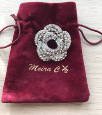 STUNNING MOIRA C SILVER TONE CRYSTAL SCARF RING EXCELLENT UNMARKED CONDITION