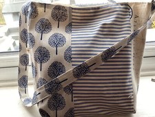 LAP TOP OR CROSS BODY BAG + NAVY + CREAM NAUTICAL + TREES DESIGN