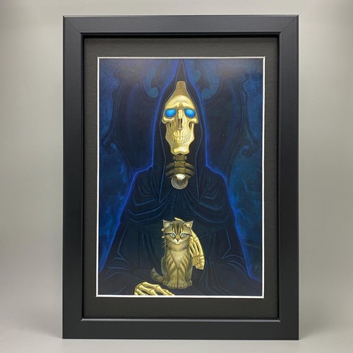 Death with kitten framed art - death,