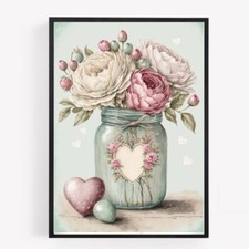 cream pink roses  Vintage