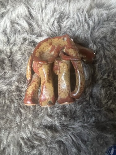 Ceramic elephant figurine - elephant, hand