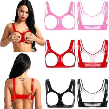 Women Sexy Cupless Bra PVC