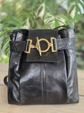 Vintage Russell And Bromley Texier Black Leather Bucket Satchel Shoulder Bag