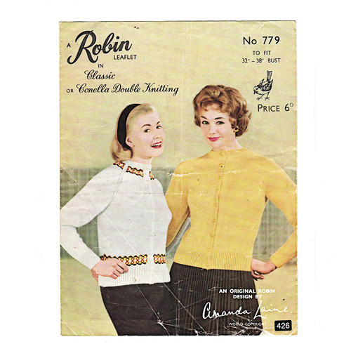 1950s cardigan knit pattern - cardigan,