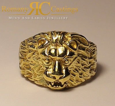 Polished lion head ring in - lion's,