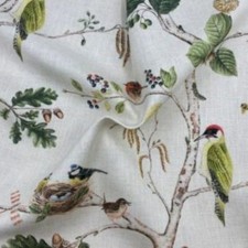 Sanderson Woodland Chorus Linen / Multi Curtain Fabric, Material 139cm width