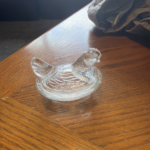 Vintage clear glass chicken - chicken, in