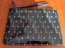 NEW WITHOUT TAGS LULU GUINNESS TWO FACE GRACE BLACK AND RED MEDIUM WRISTLET