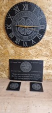 Celtic Fc Slate Clock Plaque And Coster Set