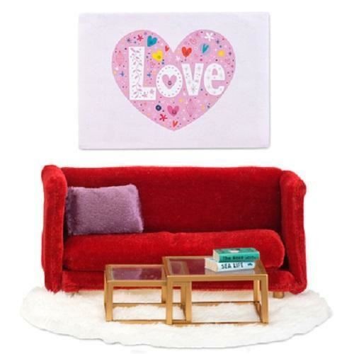 Lundby dolls house red sofa - lundby,