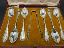 Antique Silver Plate Coffee Spoons & Sugar Tongs – Allen & Darwin c.1890s
