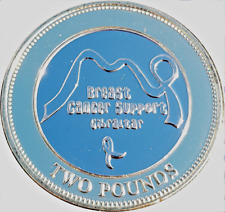 Gibraltar coin £2 pounds 2019 Breast Cancer Support awareness ribbon rock shape