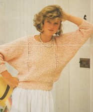 56 LADIES DK BATWING SWEATER 32 - 42" KNITTING PATTERN COPY
