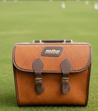 Vintage Mitre Leather Lawn Bowls Carry Case with 4 BIBC-Stamped Flat Green Bowls