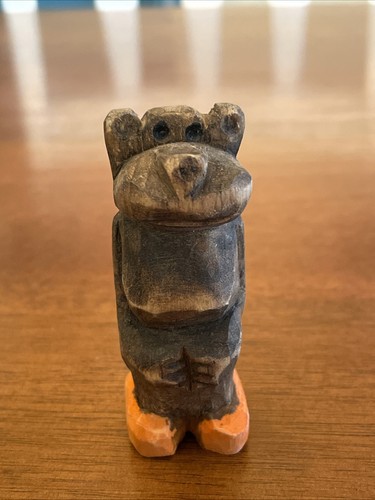 Hand carved wooden pocket bear - wooden,