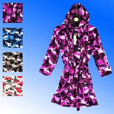 Unisex Hooded Fleece Bath Robe Dressing Gown UK STOCK  Age 7-14 Years