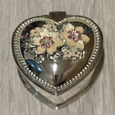 Past Times Silver Heart Trinket Box Red Velvet Lined Fully boxed - Unused. VGC