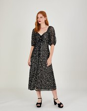 Monsoon Keely Sequin Midi Sparkly Dress Black RRP £160 UK 22 Kelly BNWT New