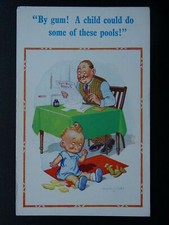 Donald McGill FOOTBALL POOLS - BY GUM A CHILD COULD DO.... c1950s Comic Postcard