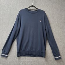 Fred Perry men's sweatshirt size large navy blue crew neck embroidered