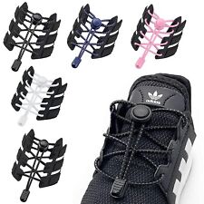 No Tie Shoe Laces Lazy Elastic Round Shoelaces Lock Adults Kids Sports Trainers