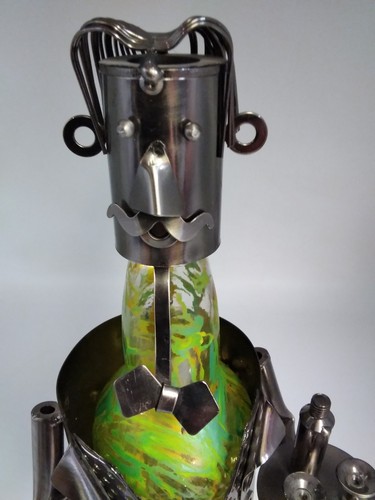 Recycled metal wine holder - metal, in