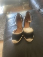 River Island Black Platform Wedge Sandals, Size 5