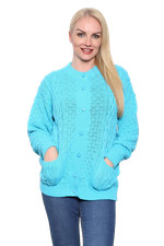 Women's Ladies Winter Round Neck 7 Button 2 Pocket Soft  Cardigan Sweater