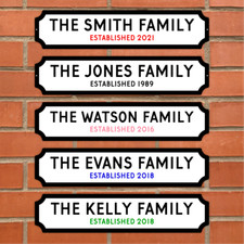 Personalised Surname Sign on METAL Street Plaque Door Wall Railway Family Gift 