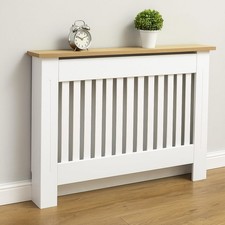 Arlington Radiator Cover White Modern Shelf Cabinet Wooden Slat Grill Furniture