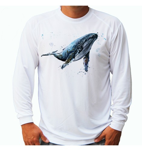 Whale watercolor fishing boat - watercolor,