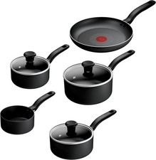 Tefal Titanium Essential 5pc Set. Saucepan 16/18/20 cm + Lids, Frying pan 24 cm