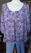 Evans Purple Wood Print Blouse