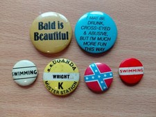 Vintage Novelty Button Badge Bundle x 6